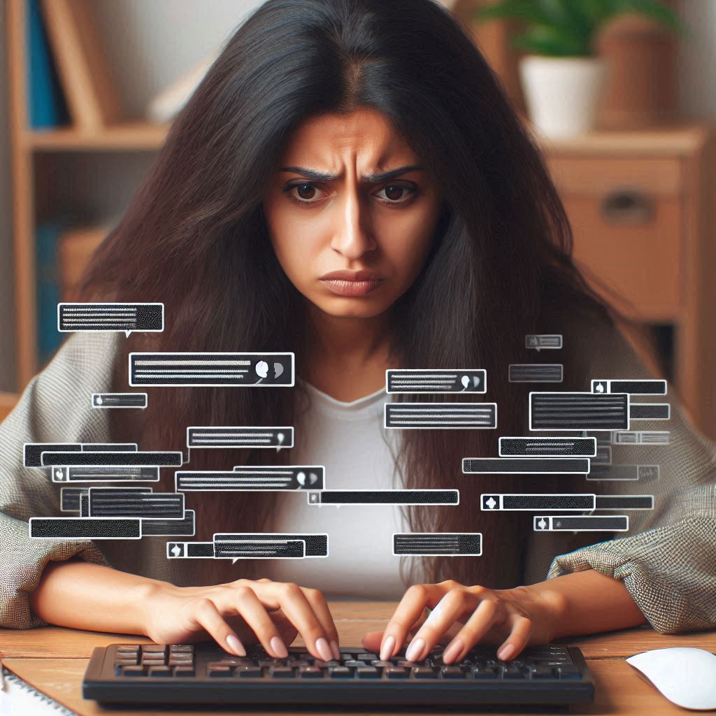 frustrated woman in front of computer