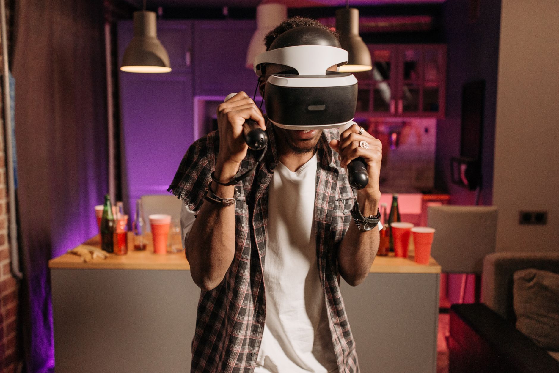 User enjoying virtual reality with the best vr headset