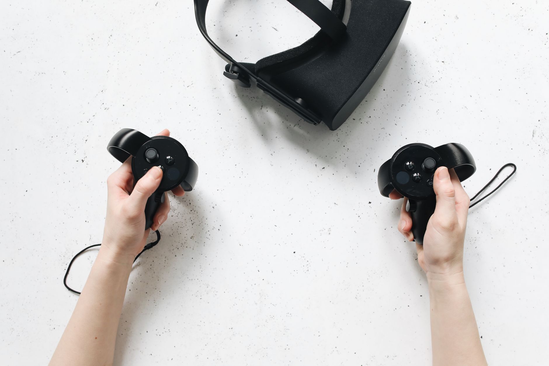 Detailed view of VR motion controllers