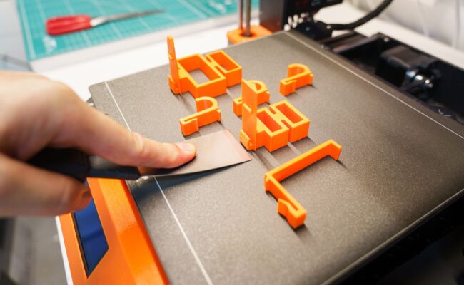 A close-up of a desktop 3D printer in action, ideal for 3d printers for beginners.
