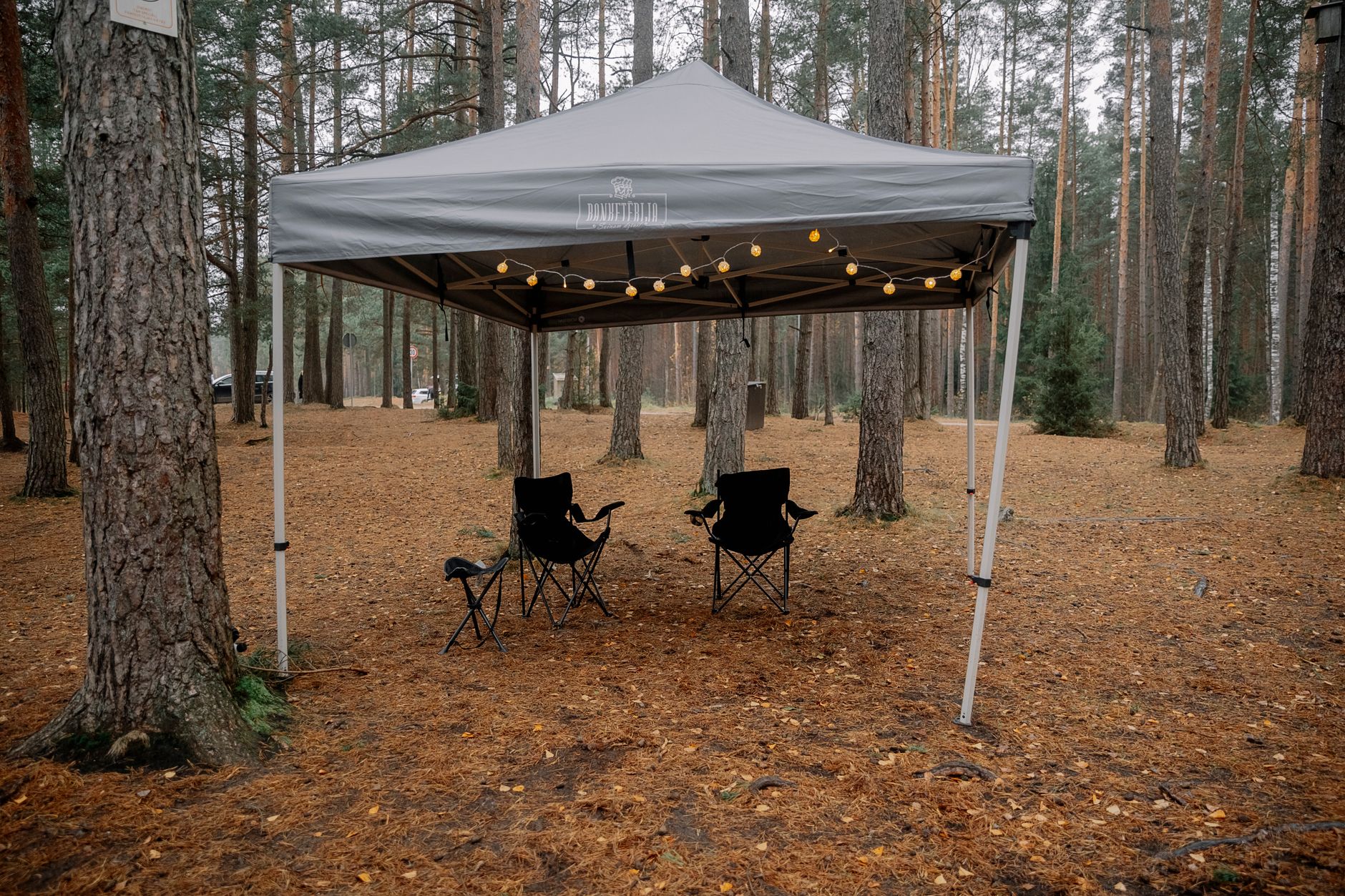 Camping setup with modern electronics and off grid power