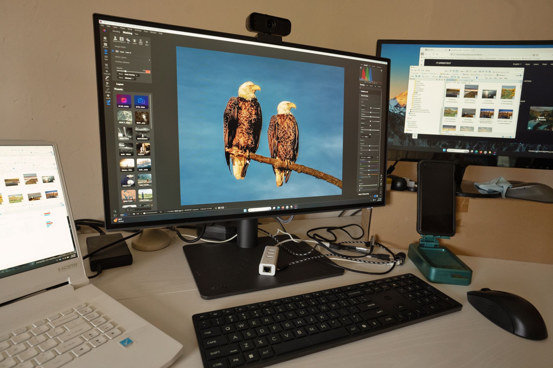 clean home office with a 4K monitor for productivity